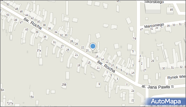 Częstochowa, św. Rocha, 18, mapa Częstochowy