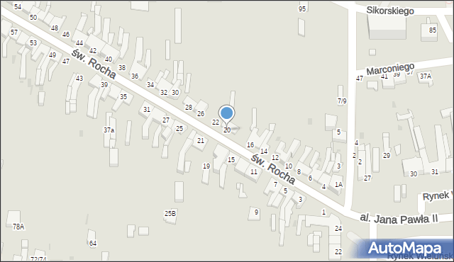 Częstochowa, św. Rocha, 20, mapa Częstochowy