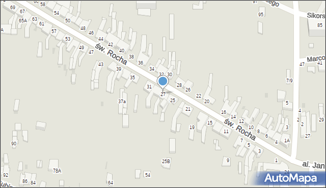 Częstochowa, św. Rocha, 27, mapa Częstochowy