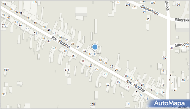 Częstochowa, św. Rocha, 30, mapa Częstochowy