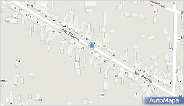 Częstochowa, św. Rocha, 31, mapa Częstochowy