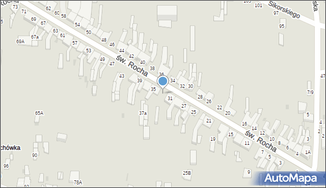 Częstochowa, św. Rocha, 33, mapa Częstochowy