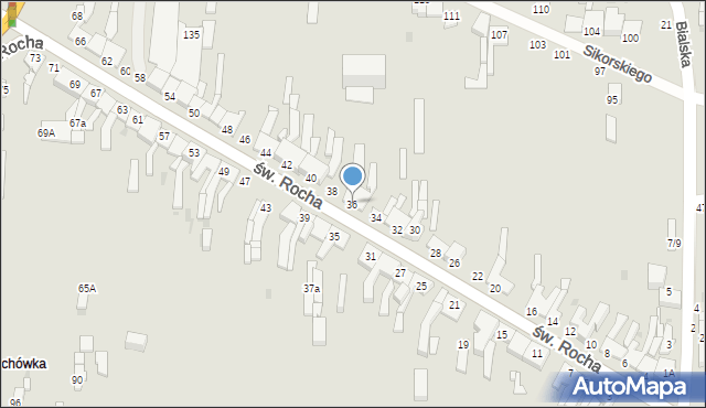 Częstochowa, św. Rocha, 36, mapa Częstochowy