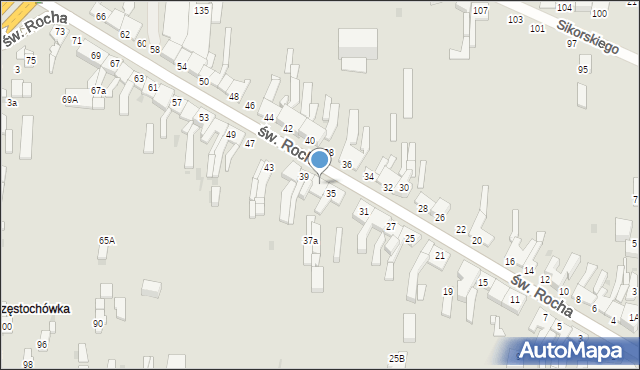 Częstochowa, św. Rocha, 37, mapa Częstochowy