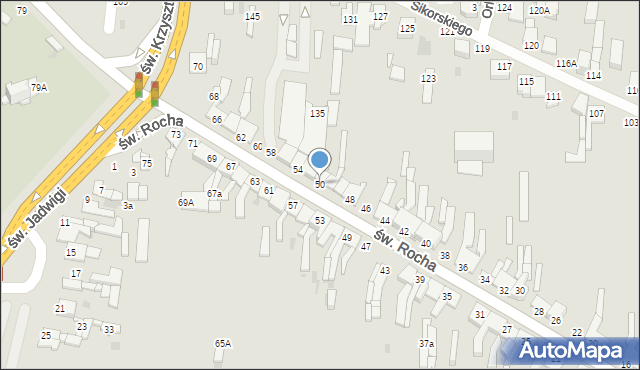 Częstochowa, św. Rocha, 50, mapa Częstochowy