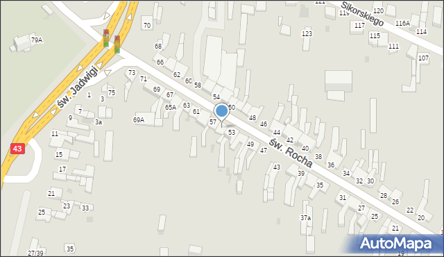 Częstochowa, św. Rocha, 55, mapa Częstochowy