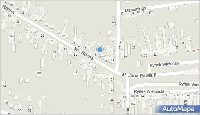 Częstochowa, św. Rocha, 6, mapa Częstochowy