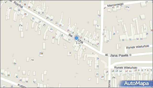 Częstochowa, św. Rocha, 7, mapa Częstochowy