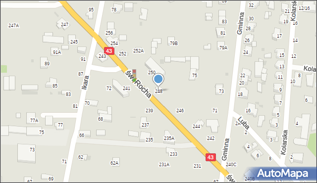 Częstochowa, św. Rocha, 248, mapa Częstochowy