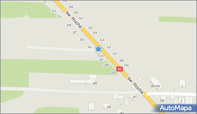 Częstochowa, św. Rocha, 299, mapa Częstochowy