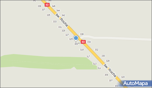 Częstochowa, św. Rocha, 321, mapa Częstochowy