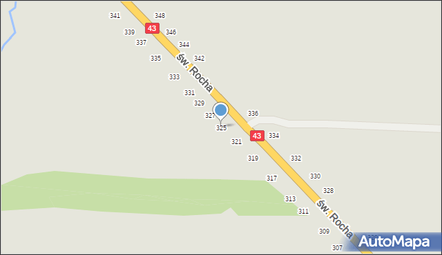 Częstochowa, św. Rocha, 325, mapa Częstochowy