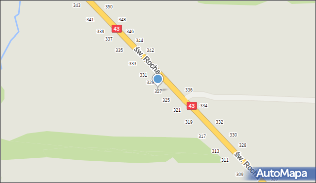 Częstochowa, św. Rocha, 327, mapa Częstochowy