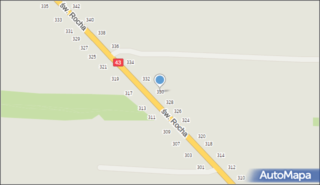 Częstochowa, św. Rocha, 330, mapa Częstochowy