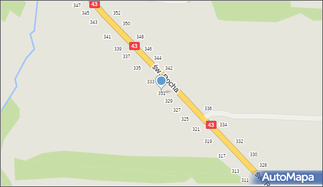 Częstochowa, św. Rocha, 331, mapa Częstochowy