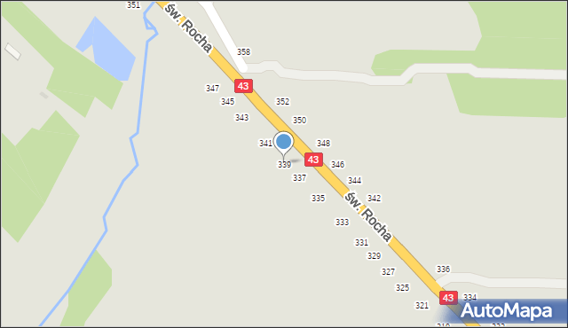 Częstochowa, św. Rocha, 339, mapa Częstochowy