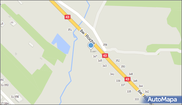 Częstochowa, św. Rocha, 349, mapa Częstochowy