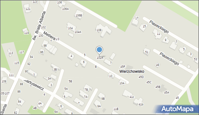 Częstochowa, św. Brata Alberta, 102A, mapa Częstochowy