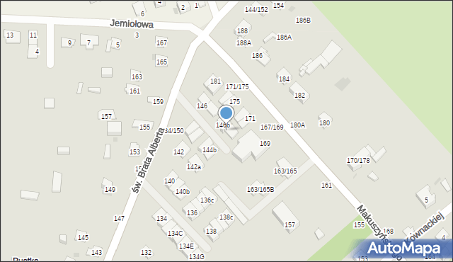 Częstochowa, św. Brata Alberta, 146c, mapa Częstochowy