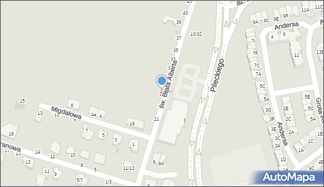 Częstochowa, św. Brata Alberta, 25, mapa Częstochowy
