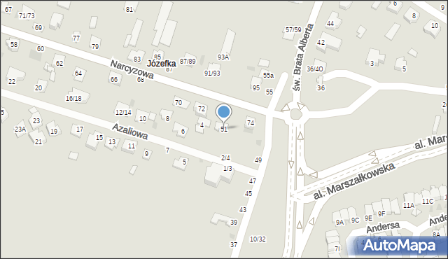 Częstochowa, św. Brata Alberta, 51, mapa Częstochowy