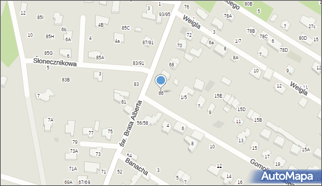 Częstochowa, św. Brata Alberta, 66, mapa Częstochowy