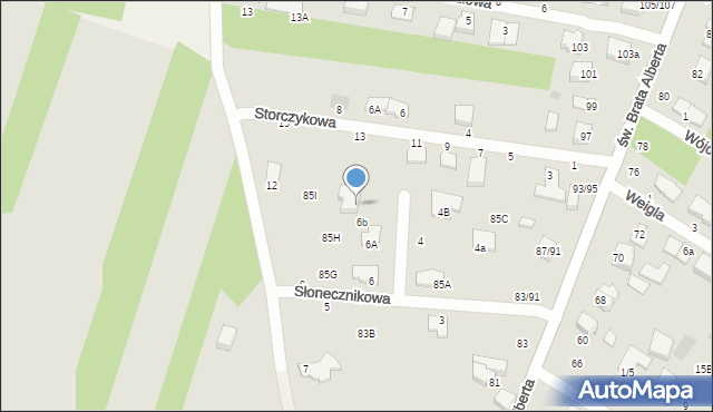 Częstochowa, św. Brata Alberta, 85F, mapa Częstochowy