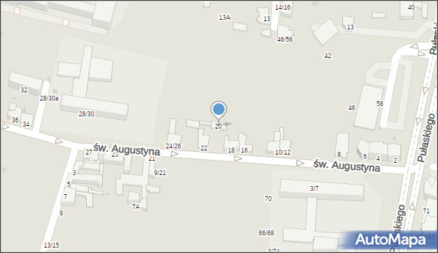Częstochowa, św. Augustyna, 20, mapa Częstochowy