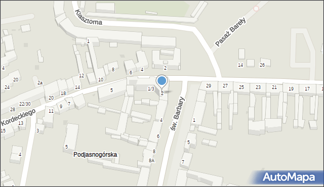 Częstochowa, św. Barbary, 2, mapa Częstochowy