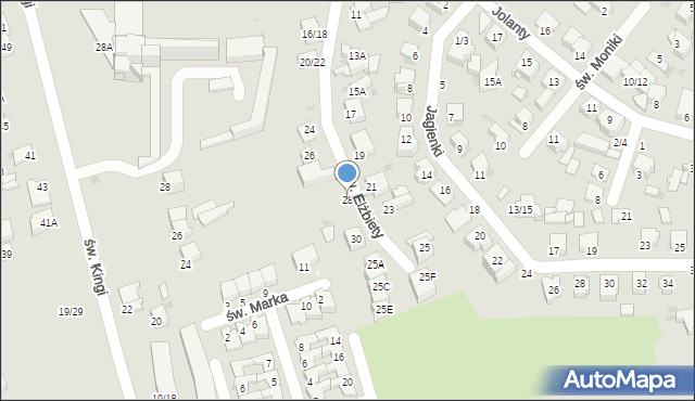 Częstochowa, św. Elżbiety, 28, mapa Częstochowy