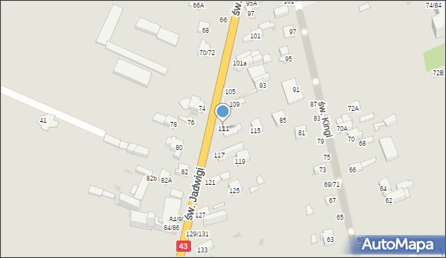 Częstochowa, św. Jadwigi, 111, mapa Częstochowy