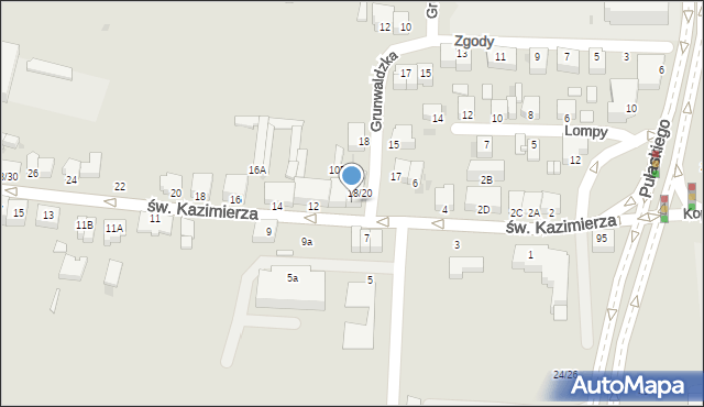 Częstochowa, św. Kazimierza, 10, mapa Częstochowy