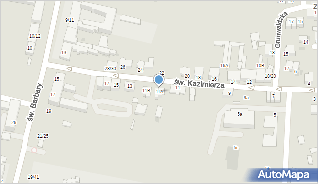 Częstochowa, św. Kazimierza, 11A, mapa Częstochowy