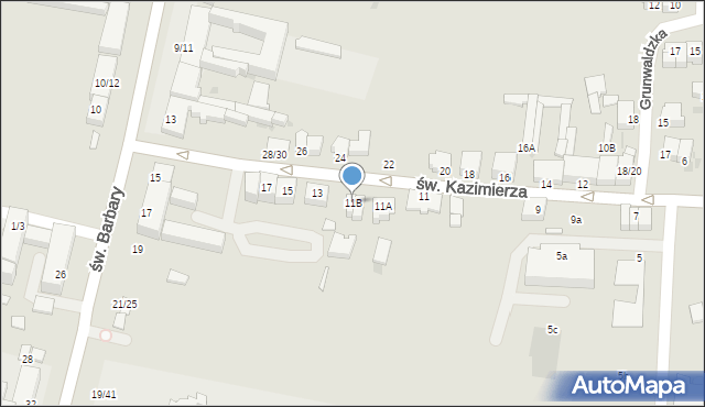 Częstochowa, św. Kazimierza, 11B, mapa Częstochowy