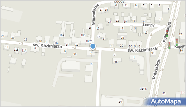 Częstochowa, św. Kazimierza, 7A, mapa Częstochowy