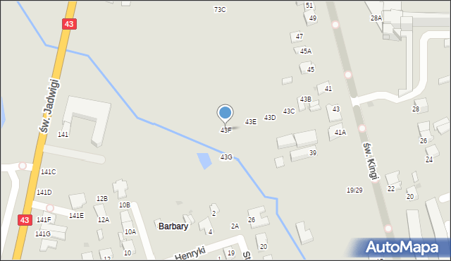 Częstochowa, św. Kingi, 43F, mapa Częstochowy