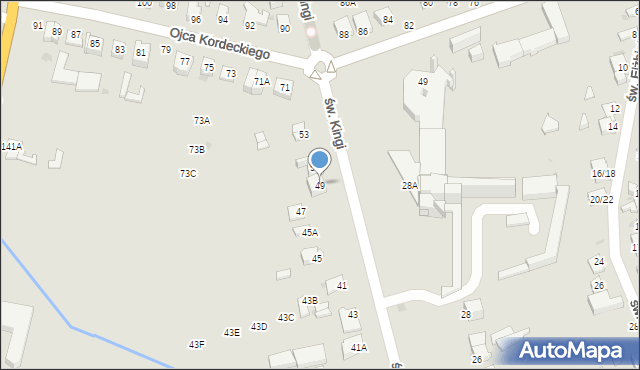 Częstochowa, św. Kingi, 49, mapa Częstochowy