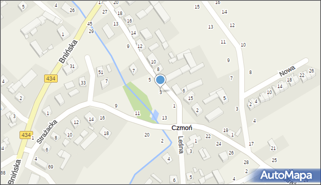 Czmoń, Świerkowa, 3, mapa Czmoń