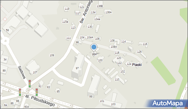 Dąbrowa Górnicza, św. Antoniego, 98A, mapa Dąbrowa Górnicza