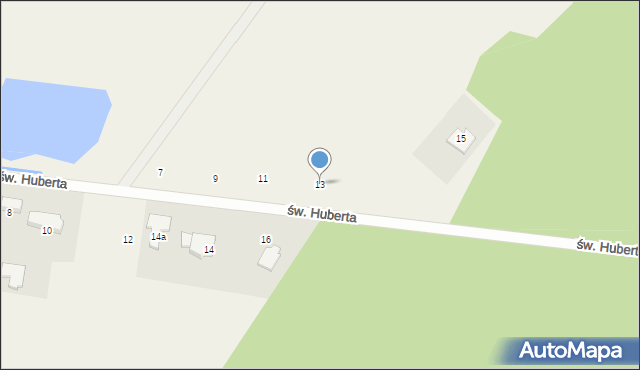 Dąbrówka Leśna, św. Huberta, 13, mapa Dąbrówka Leśna