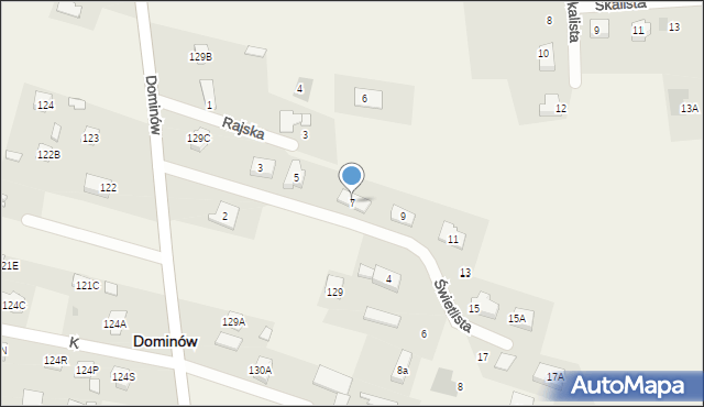 Dominów, Świetlista, 7, mapa Dominów