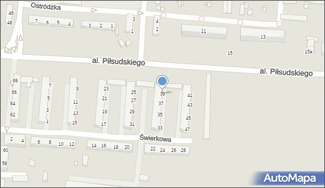 Elbląg, Świerkowa, 39, mapa Elbląga