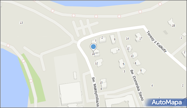Ełk, św. Maksymiliana Marii Kolbego, 14, mapa Ełku