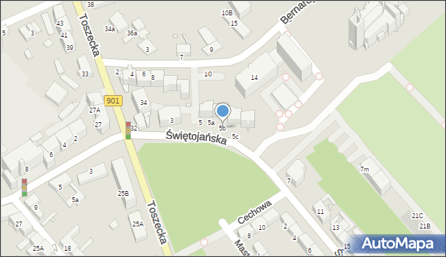 Gliwice, Świętojańska, 5b, mapa Gliwic