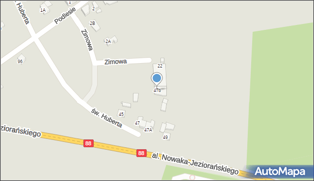 Gliwice, św. Huberta, 47b, mapa Gliwic
