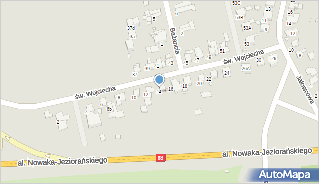 Gliwice, św. Wojciecha, 14, mapa Gliwic