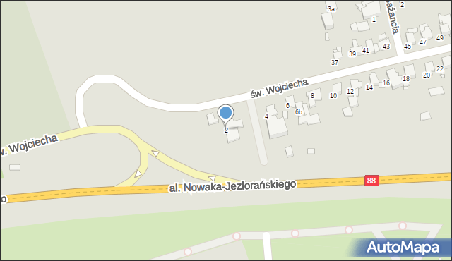 Gliwice, św. Wojciecha, 2, mapa Gliwic