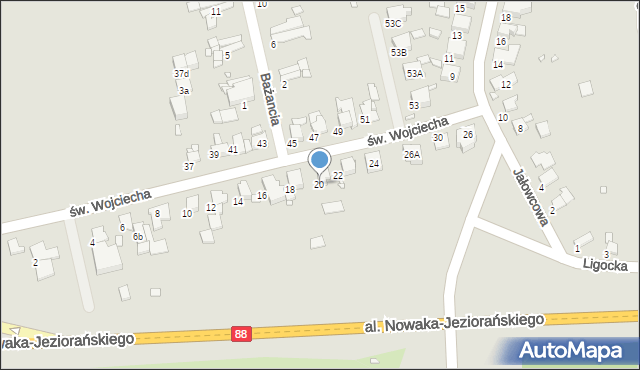 Gliwice, św. Wojciecha, 20, mapa Gliwic