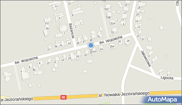 Gliwice, św. Wojciecha, 22, mapa Gliwic