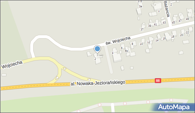 Gliwice, św. Wojciecha, 2a, mapa Gliwic